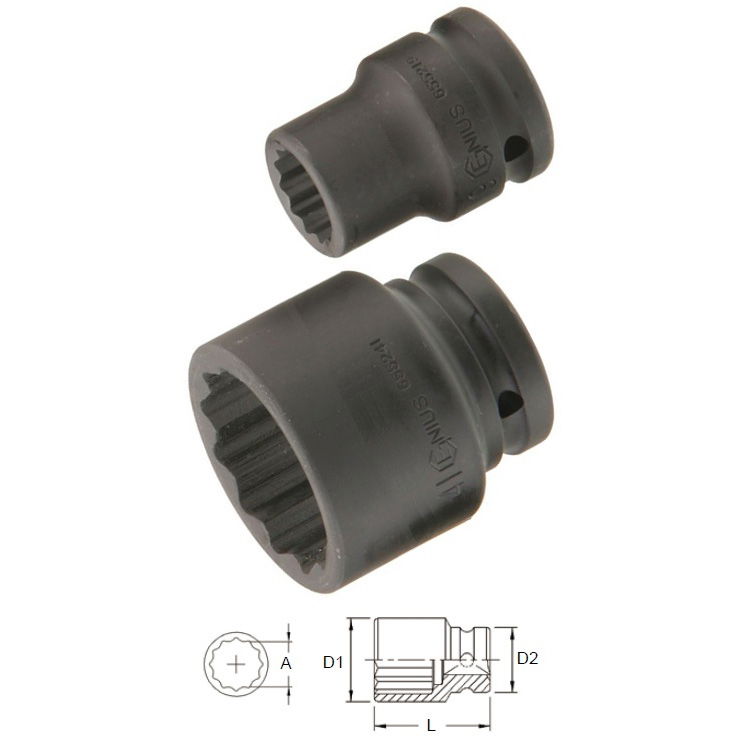 Genius Tools 655240 3/4"-os 12 lapú gépi dugókulcs fej, 40 mm termék fő termékképe