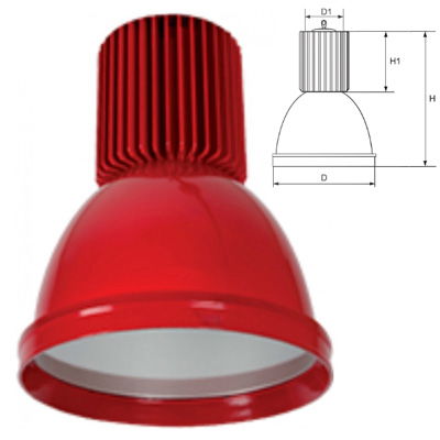 Elmark LED csarnokvilágító lámpatest, piros, 2400 lm, 5500 K, 30 W termék fő termékképe