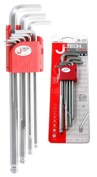 JeTech BL-C9 imbuszkulcs készlet, horganyzott, extra hosszú termék fő termékképe